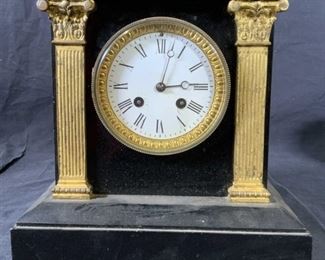 Vintage Columned Slate Mantel Clock
