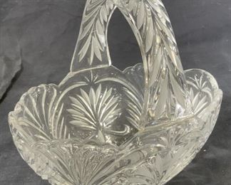 Cut Glass Basket Decorative Tabletop Accessory
