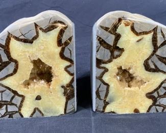 Pair Yellow Geode Bookends
