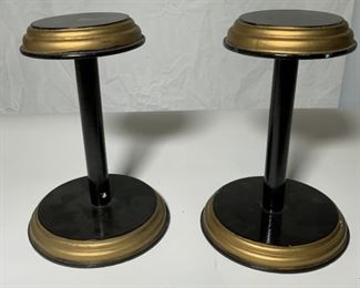 Pair Wooden Wig Stands
