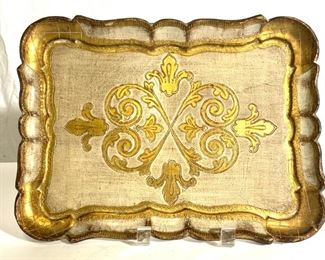Vintage Gold Leaf Ornate Victorian Serving Tray
