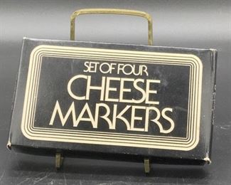 Set 4 KNOBLER Porcelain Cheese Markers, Org Box
