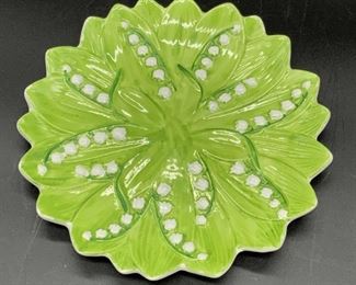 Hand Painted Italian Porcelain Leaf Form Plate
