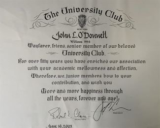 The University Club Certificate
