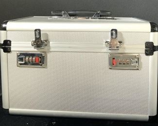 Portable Silver Tone Metal Keepsake Box
