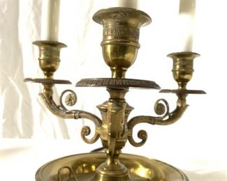 Vintage 3 Arm Brass & Tole Bouillotte Lamp
