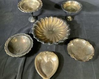 Lot 6 Vintage Silver Plated Dishes
