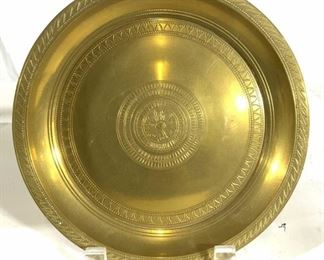 Vintage Brass Dish W Etched Detail
