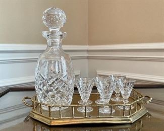 Crystal Decanter with  Waterford Cordial Glasses