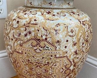 Large Painted Decorative Baluster Urn with Lid