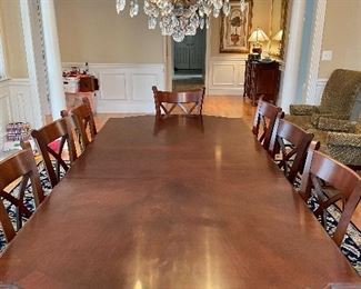 Meticulous Harden Dining Room Table w/ 8 chairs upholstered with high-end neutral fabric