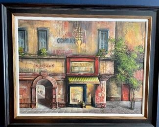 Oil Painting, signed lower right, by Fillipo - Depicting Street Scene