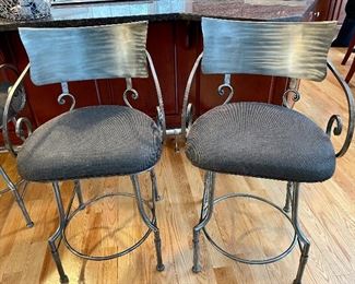 3 Counter stools, swivel - Seat 24", metal base and back rest