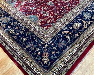 Gorgeous Hand Knotted Carpet in Burgundy and Blue!