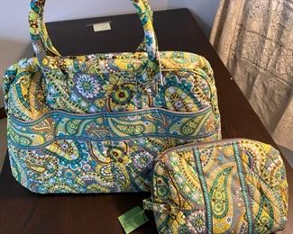 New Vera Bradley Lemon Parfait Weekender Set