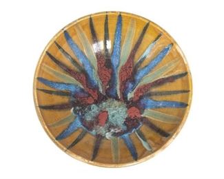 Harding Black (1912-2004), Large Sunburst Bowl, 1995, 10.5 x 3", glazed ceramic
