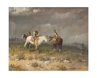 Melvin Charles Warren (1920-1995), "Swollen River", 1967, oil on canvas, 24 x 30", frame: 31.5 x 37.5"