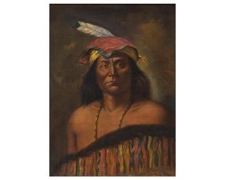 C. Petersen, "Go Shono Apache Medicine Man", 1905, oil on canvas, 27 x 20.25", frame: 34.5 x 27.5"

