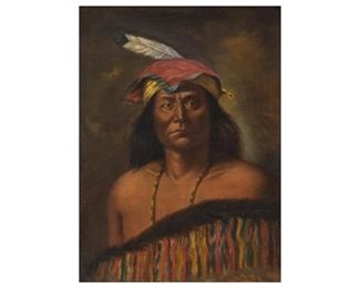 C. Petersen, "Go Shono Apache Medicine Man", 1905, oil on canvas, 27 x 20.25", frame: 34.5 x 27.5"