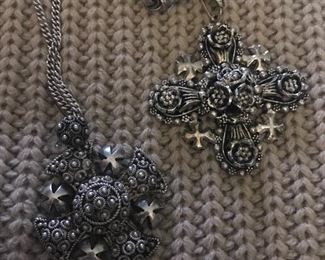 Large intricately detailed Jerusalem cross pendants in sterling silver.
Victorian era 