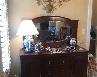 Antique sideboard and mirror 
Victorian 