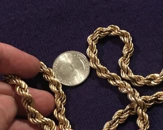 HUGE 14KT gold rope chain 18”
37 grams
