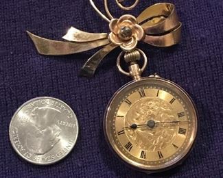 Victorian English 9KT gold pendant watch 
