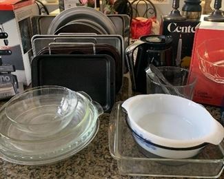 Assorted Kitchen: Bakeware, Vintage Pyrex, Coffee Machines...