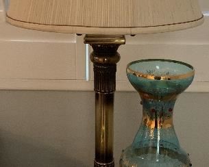 Vintage Brass Lamps, Decorative Glass