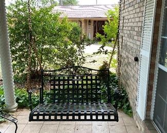 Wrought iron porch swing