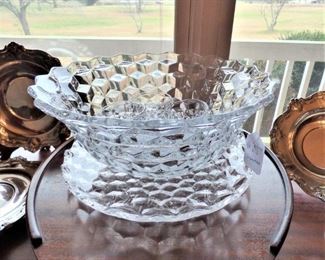 Fostoria "American" Punch Bowl, Underplate & 4 punch cups