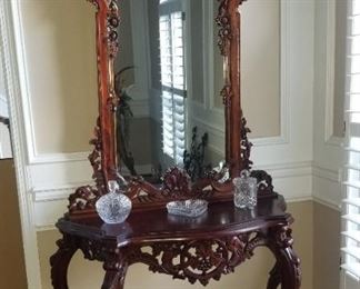 Beautiful Ornate Antique Foyer Table/Mirror