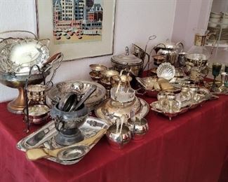 Variety of Silver plated serve and kitchenware