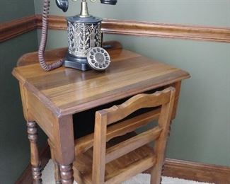 Antique telephone stand w/chair