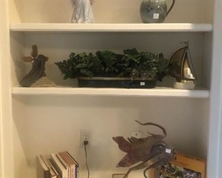 Metal fish , LSU book, assortment of decorative items