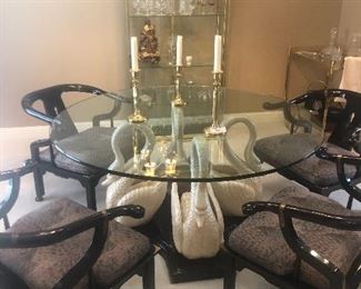 Oriental glass table, and chairs