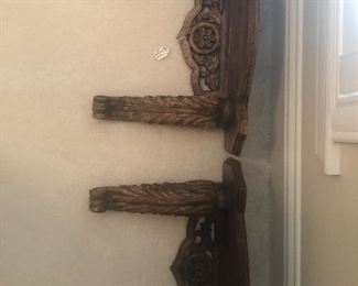 Two beautiful wood carved shelves, never used but beautiful