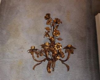 Pair of Gold Filigree Wall Sconces