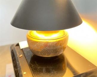 Pair of Gold Gilded Lamps with Custom Black Shades
