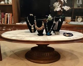 Oval Marble Top Coffee Table