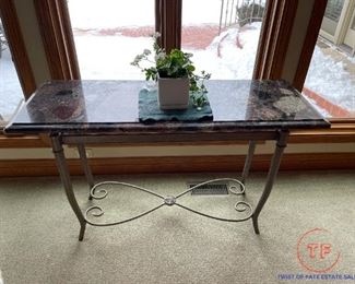 Granite Topped Sofa Table with Metal Base
