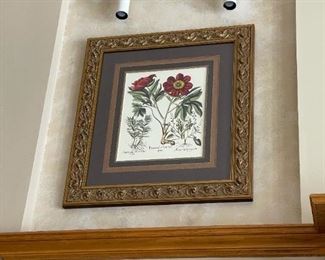 Floral Print In Large Decorative Frame