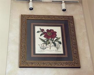 Floral Print In Large Decorative Frame