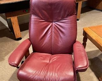 J.E. EKORNES A/S NORWAY Stressless Chair with Ottoman - Maroon  Leather