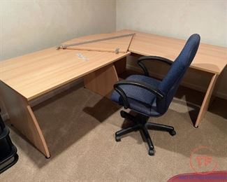 Wood Corner Desk with Office Chair