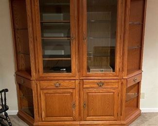 Oak Lighted Display Hutch