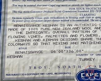 Capel 4' x 6' Turkish 100% Pile Wool Area Rug