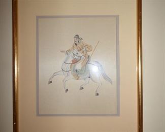 Pair of framed paintings on silk