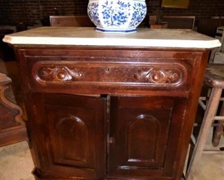 Antique Mahogany marble top chest