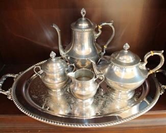 STERLING SET- TRAY IS SILVERPLATE